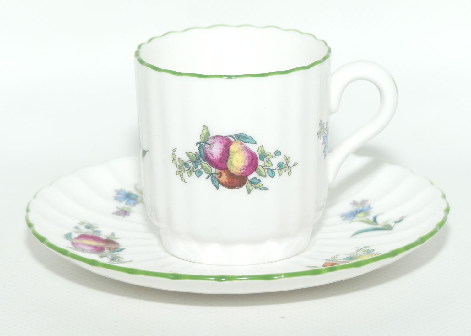 Spode Fruit and Floral motif demi tasse cup and saucer