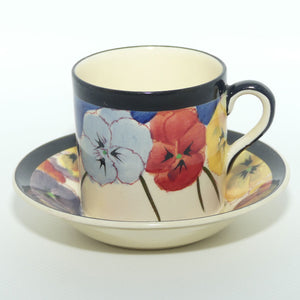 Royal Doulton Pansy with Black Border D4049 | demi tasse coffee can and saucer | #1