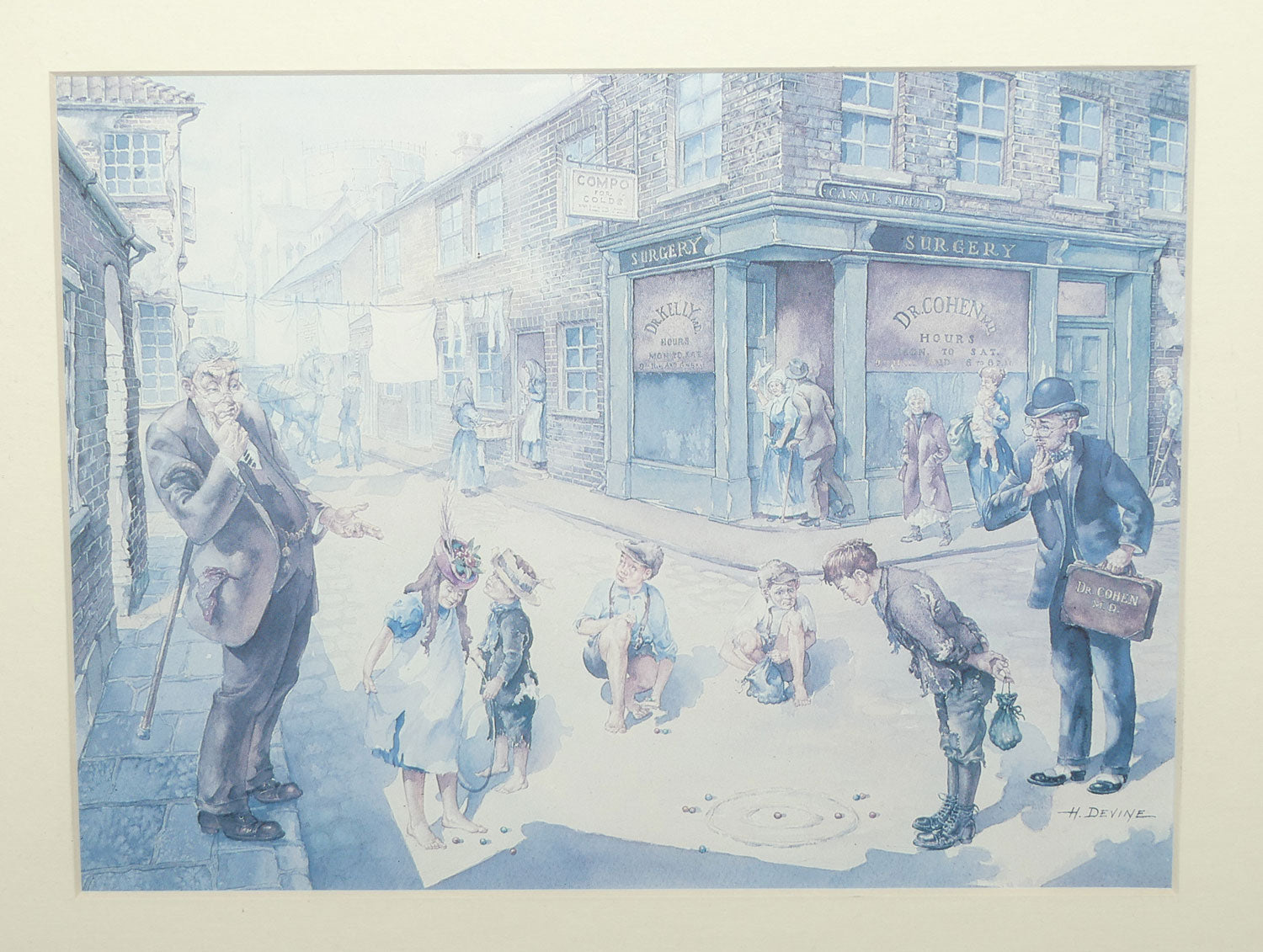 Framed Print in Faux Walnut frame | Dickensian London by H Devine | #3