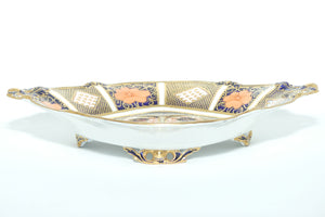 Royal Crown Derby Old Imari 1128 diamond shape acorn handled dish with tiny feet | Larger | c.1927 