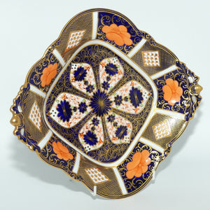 Royal Crown Derby Old Imari 1128 diamond shape acorn handled dish with tiny feet | Larger | c.1927 | #2