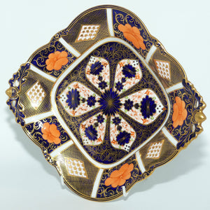 Royal Crown Derby Old Imari 1128 diamond shape acorn handled dish with tiny feet | Larger | c.1927 | #2