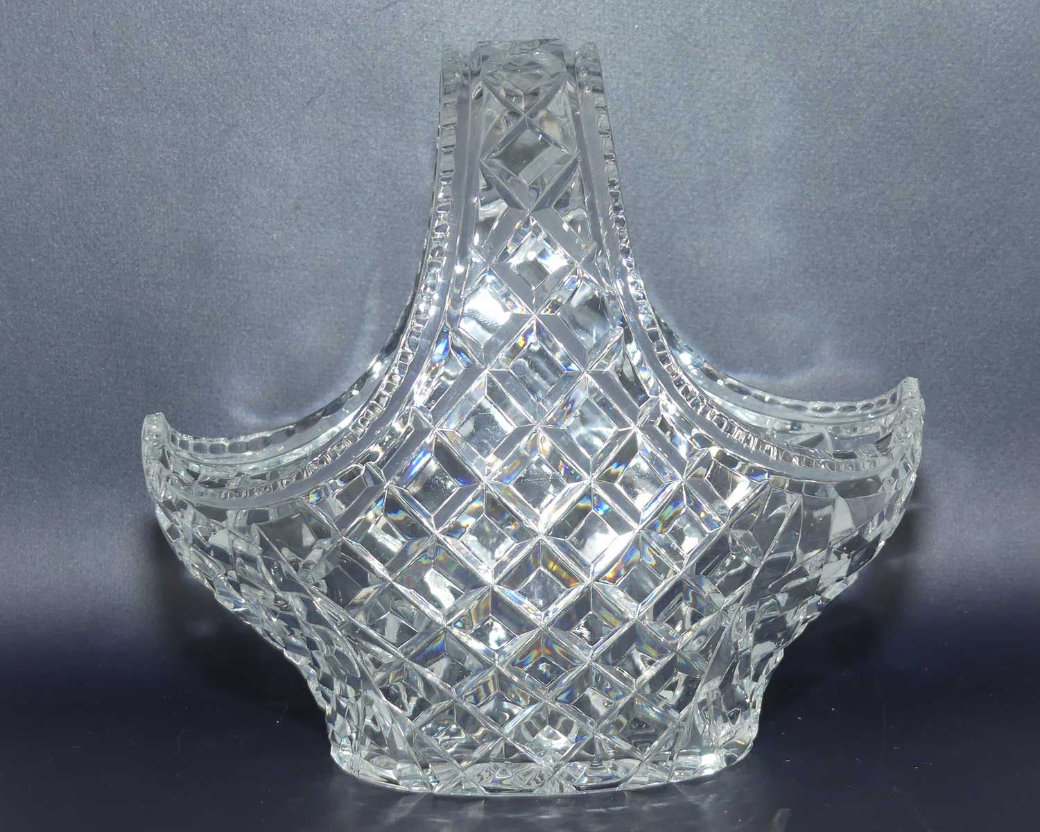 Traditional Diamond Cut Crystal basket with finely facetted rim
