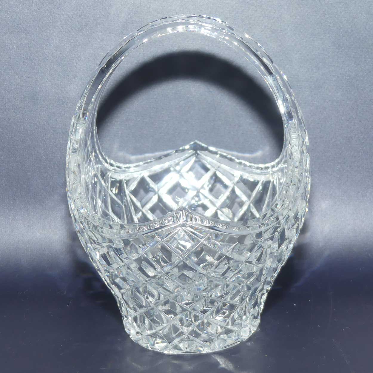 Traditional Diamond Cut Crystal basket with finely facetted rim