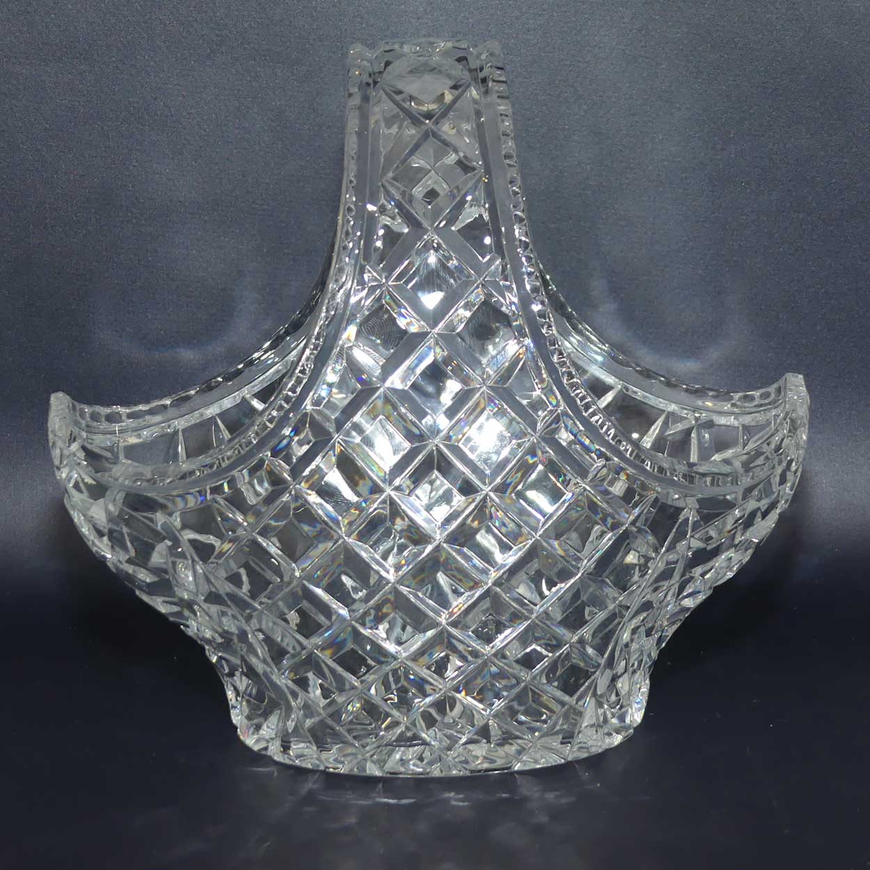 Traditional Diamond Cut Crystal basket with finely facetted rim