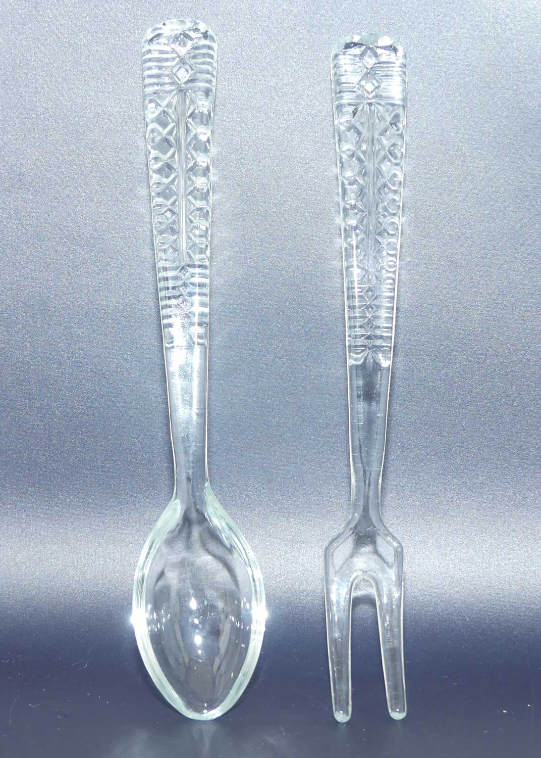 Traditional Diamond Cut Crystal salad bowl + servers