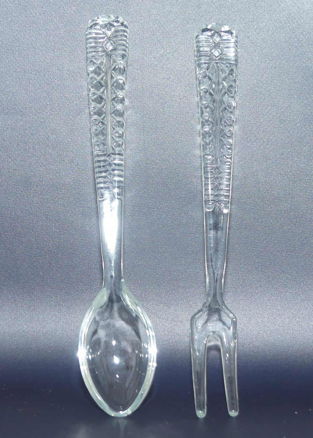 Traditional Diamond Cut Crystal salad bowl + servers
