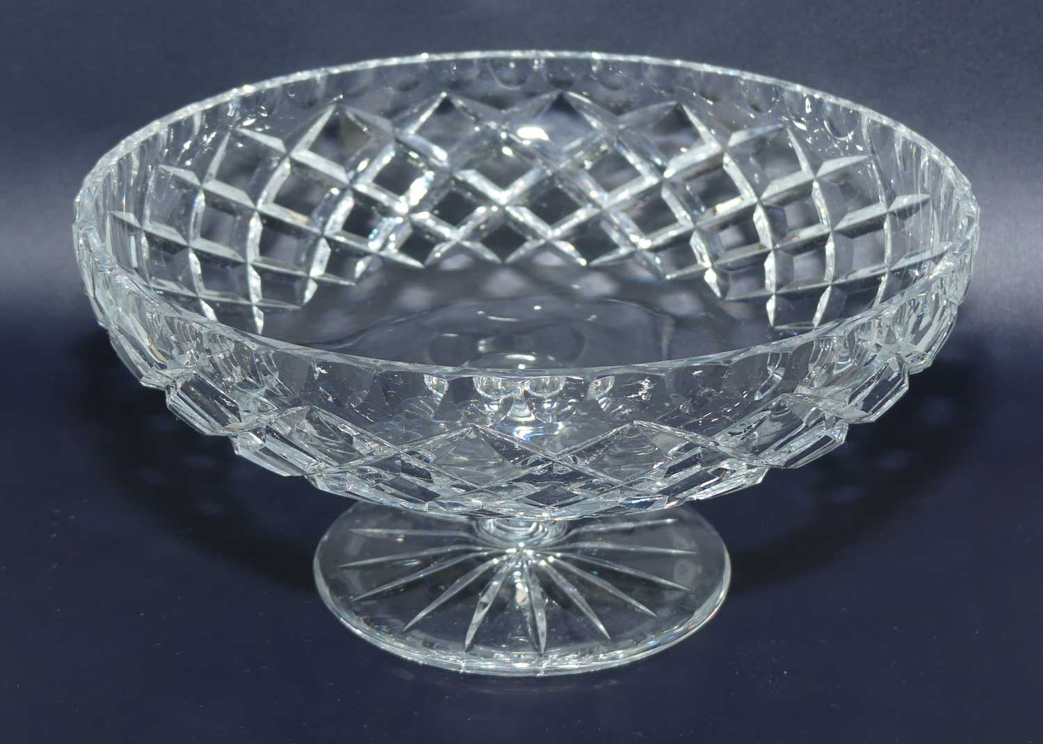 Bohemian Crystal diamond cut footed fruit bowl