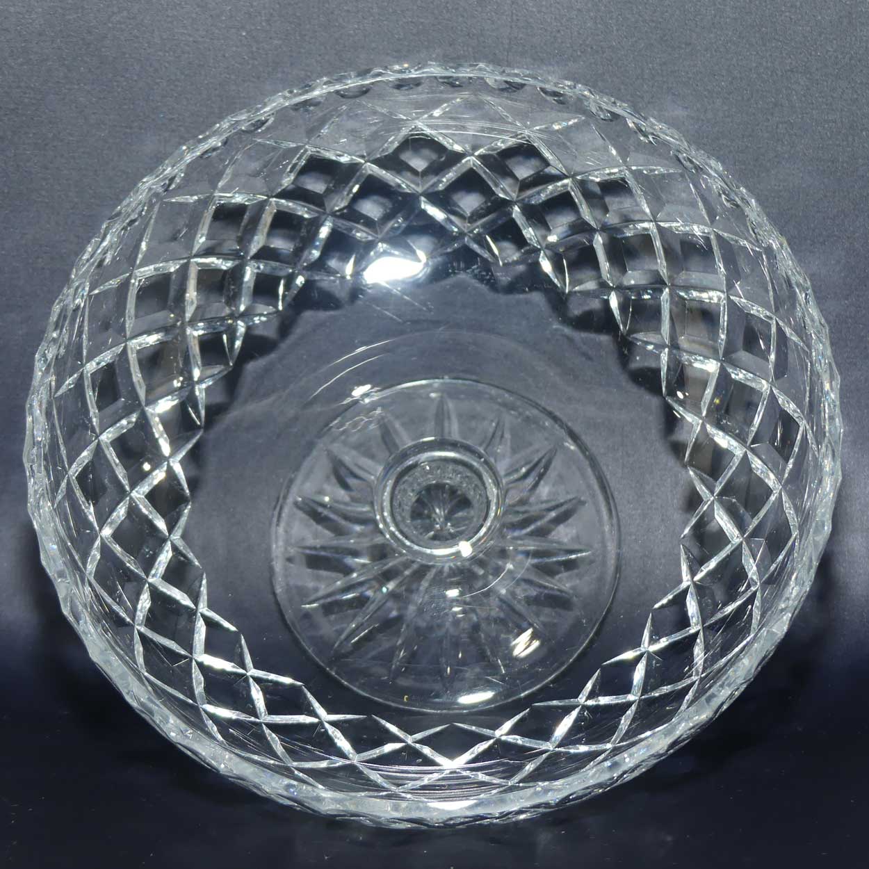 Bohemian Crystal diamond cut footed fruit bowl