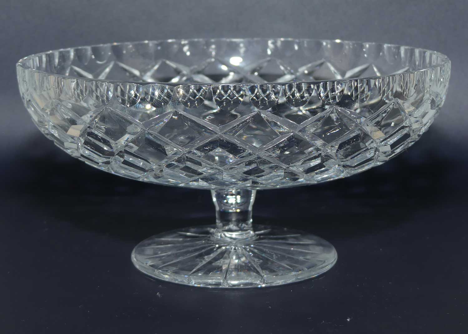 Bohemian Crystal diamond cut footed fruit bowl