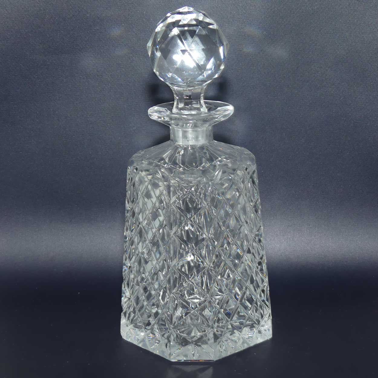Old Style Diamond Cut Crystal tapering Square decanter