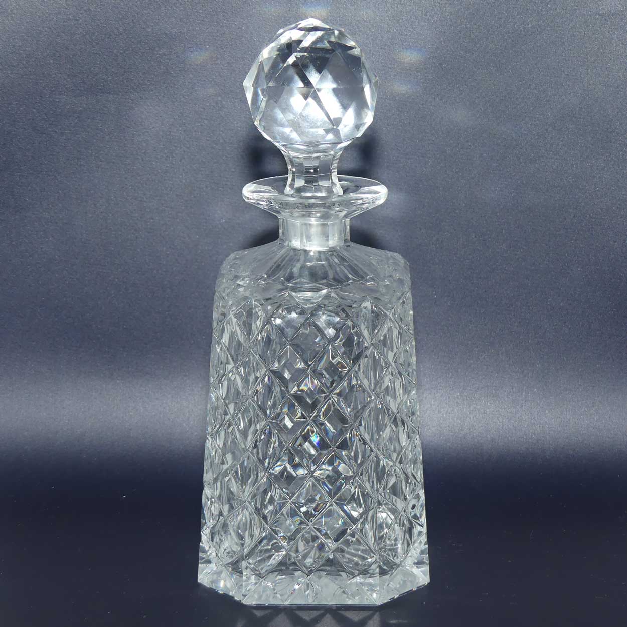 Old Style Diamond Cut Crystal tapering Square decanter