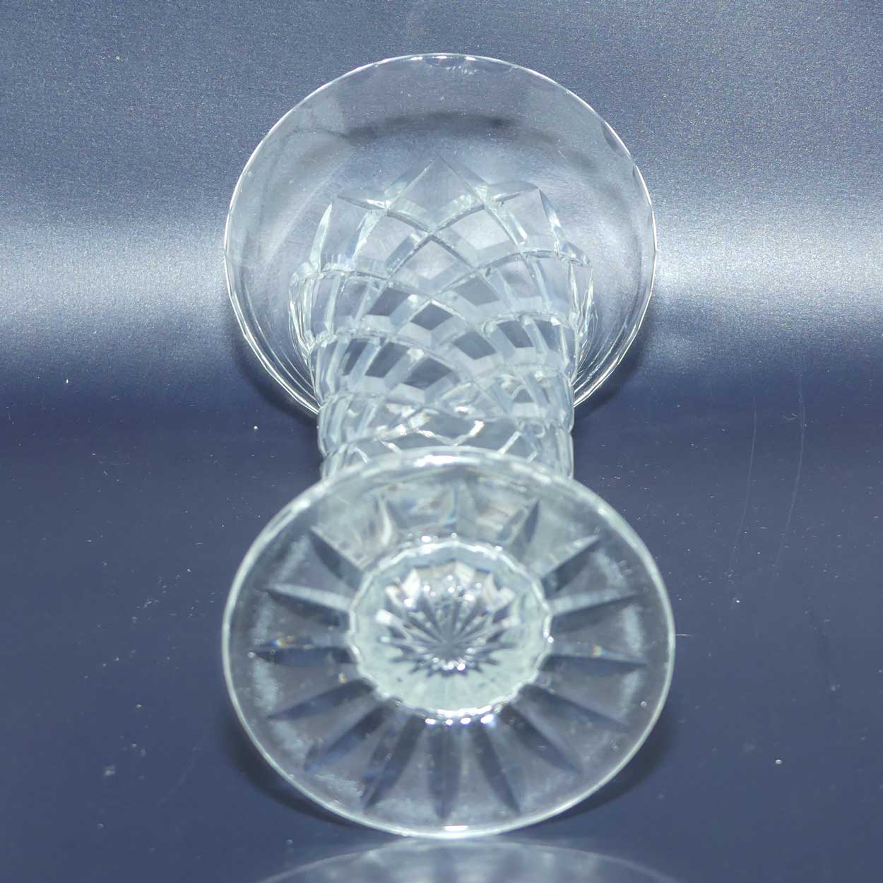 Webb Corbett Crystal vase | Diamond Cut trumpet shape with wide base | 20cm