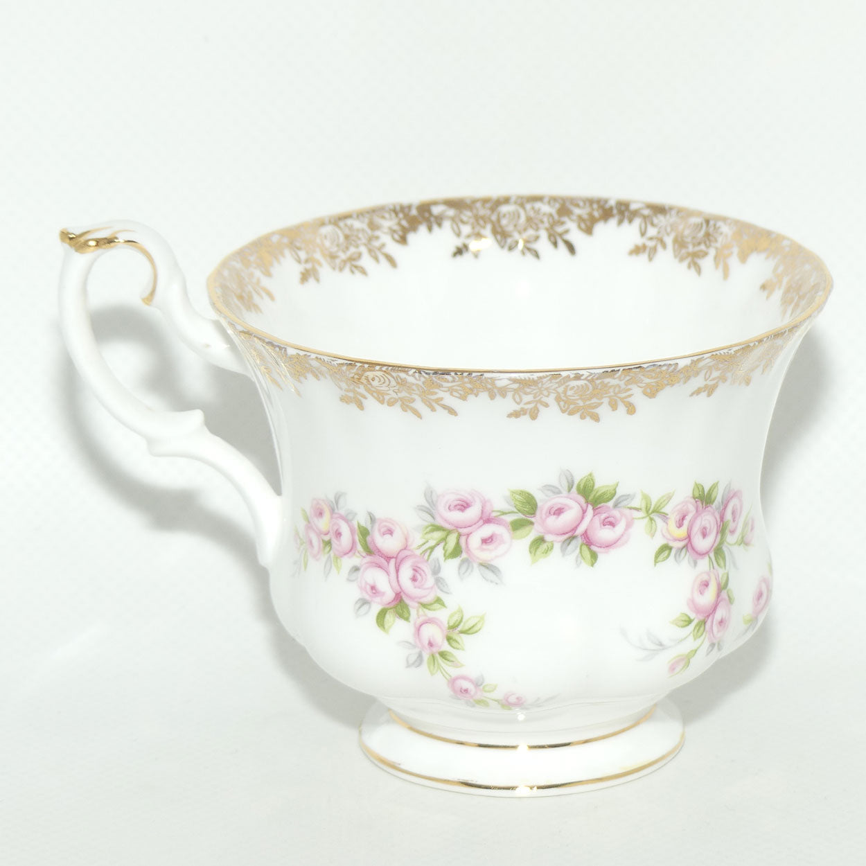 Royal Albert Bone China England Dimity Rose tea trio | Patterned backstamp