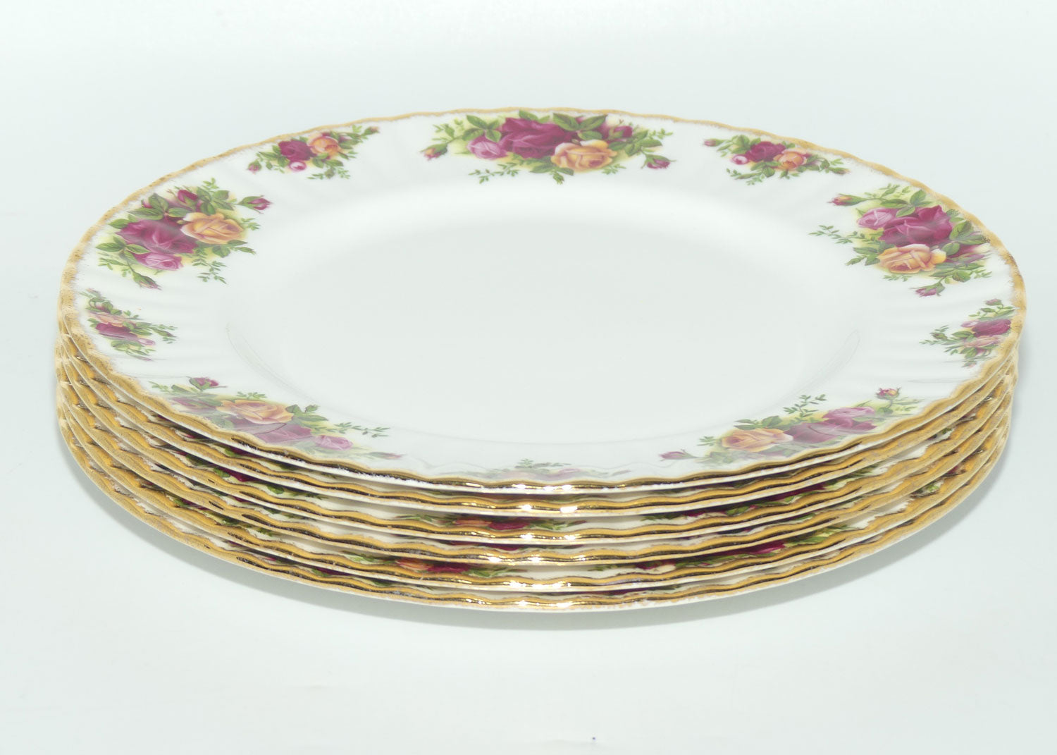 Royal Albert Bone China England Old Country Roses dinner plates | set of 6 | 26.5cm diam | © 1962 Royal Albert Ltd backstamp | #2