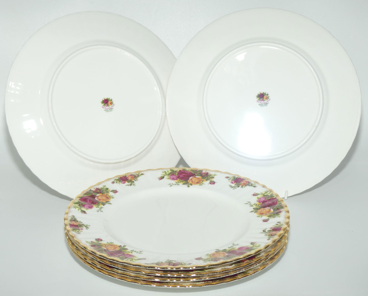 Royal Albert Bone China England Old Country Roses dinner plates | set of 6 | 26.5cm diam | Early Backstamp