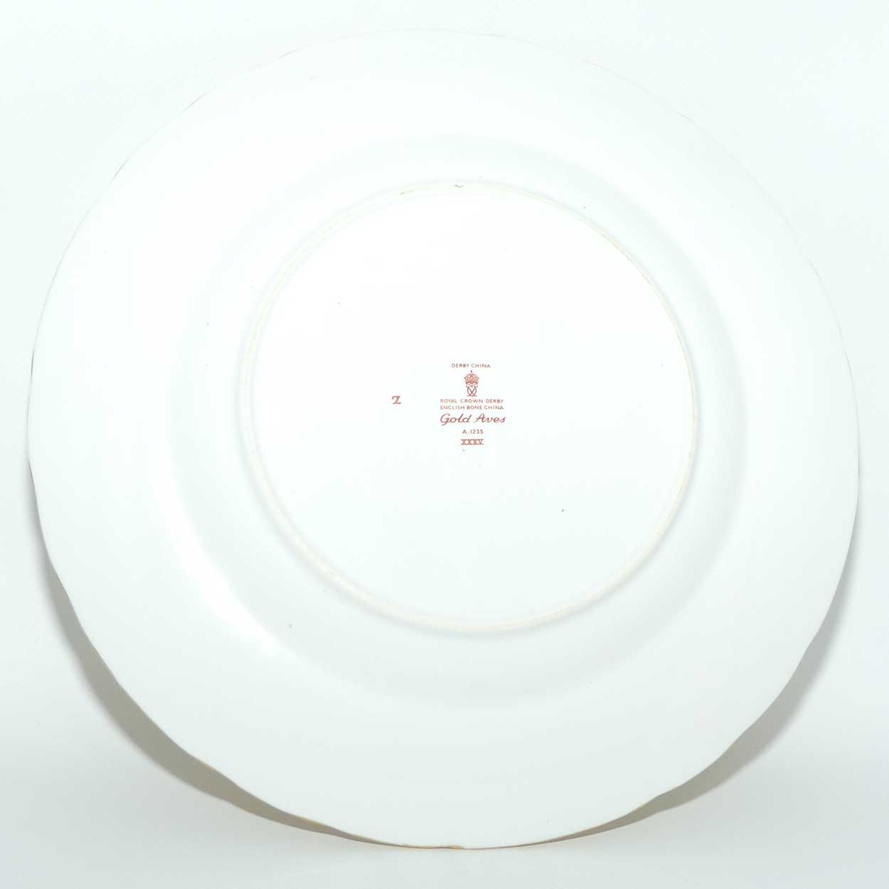 Royal Crown Derby Gold Aves plate | 26.5cm diam | c.1972