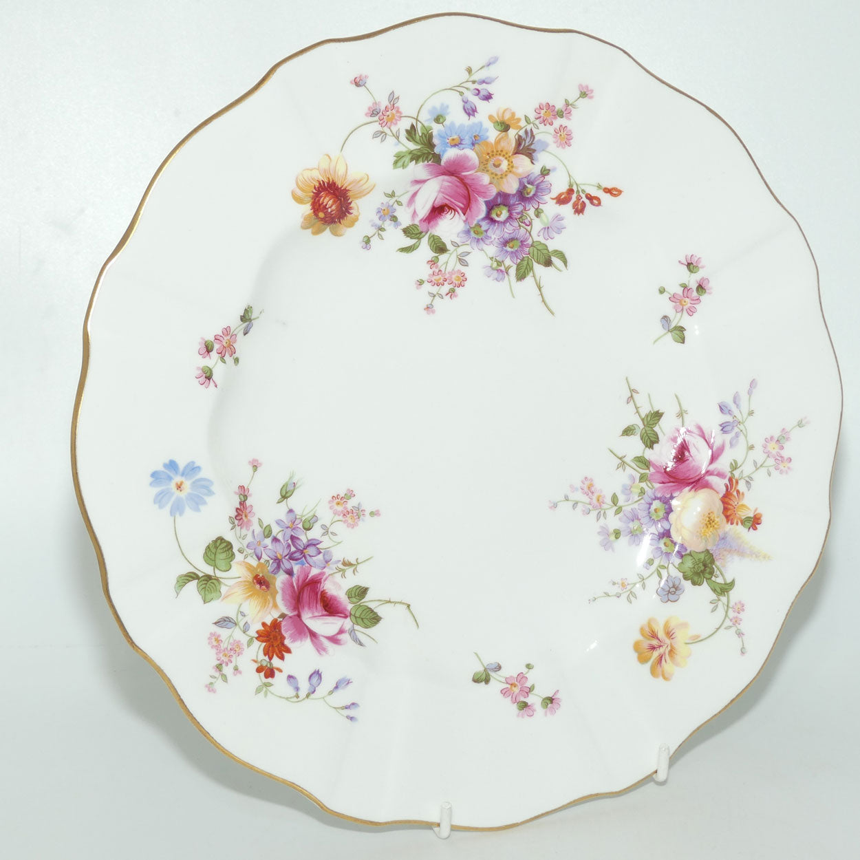 Royal Crown Derby Derby Posies pair of dinner plates | Light Green backstamp | 26.5cms diam