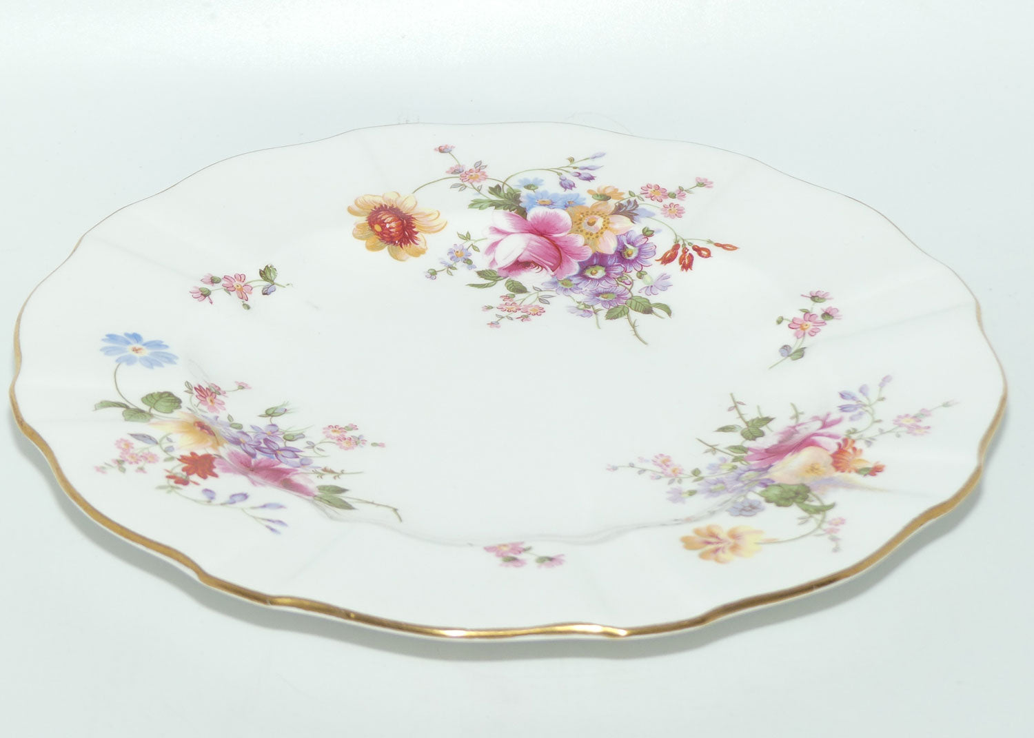 Royal Crown Derby Derby Posies pair of dinner plates | Light Green backstamp | 26.5cms diam