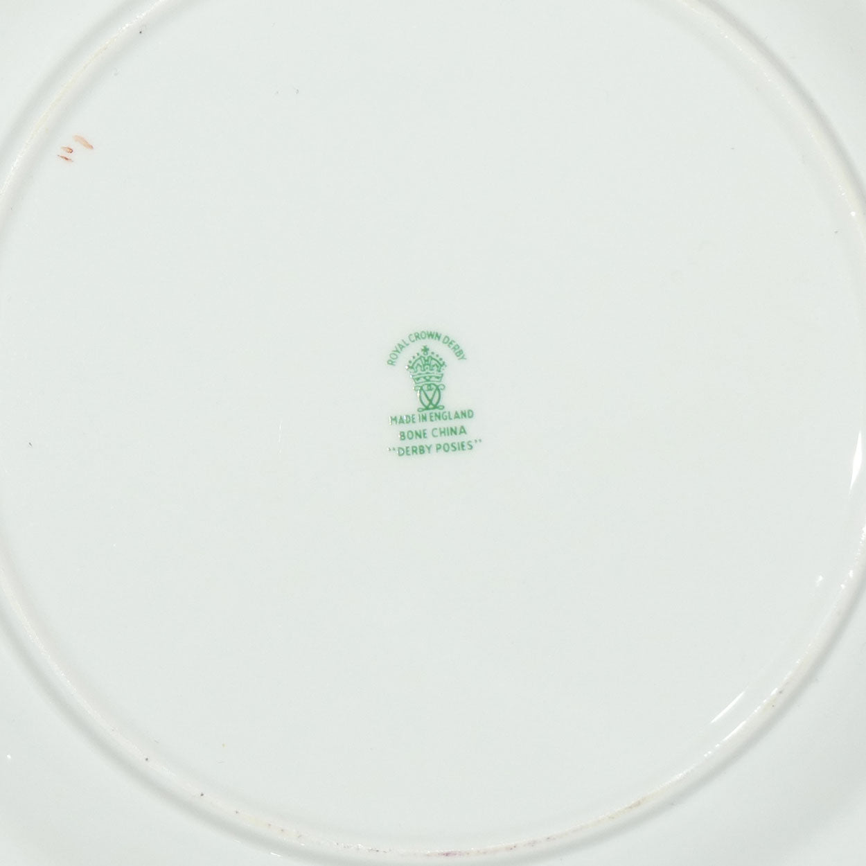 Royal Crown Derby Derby Posies pair of dinner plates | Light Green backstamp | 26.5cms diam