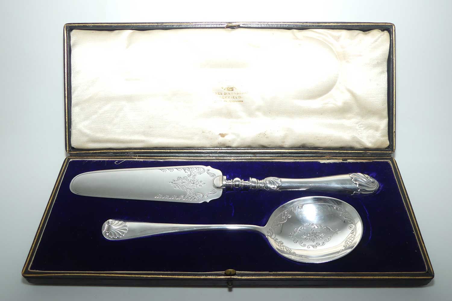 Boxed pair of Silver plated servers | James Dixon and Son Sheffield