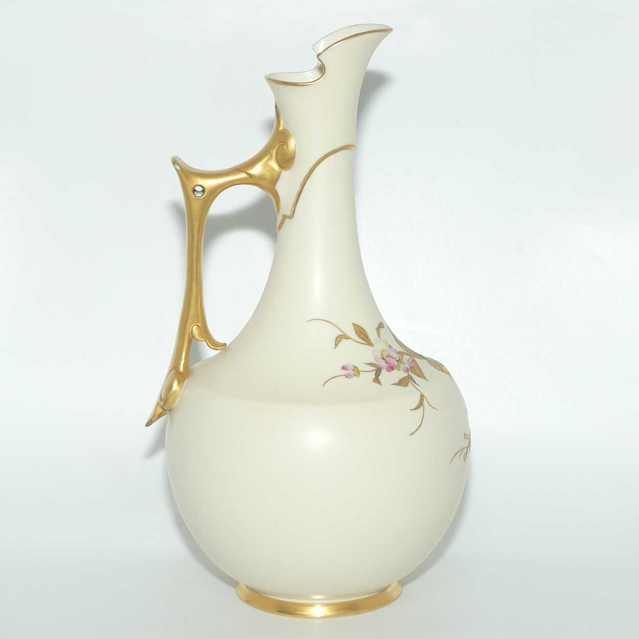Royal Worcester Blush Ivory hand painted tall jug decorated with Dogwood Roses | c.1888