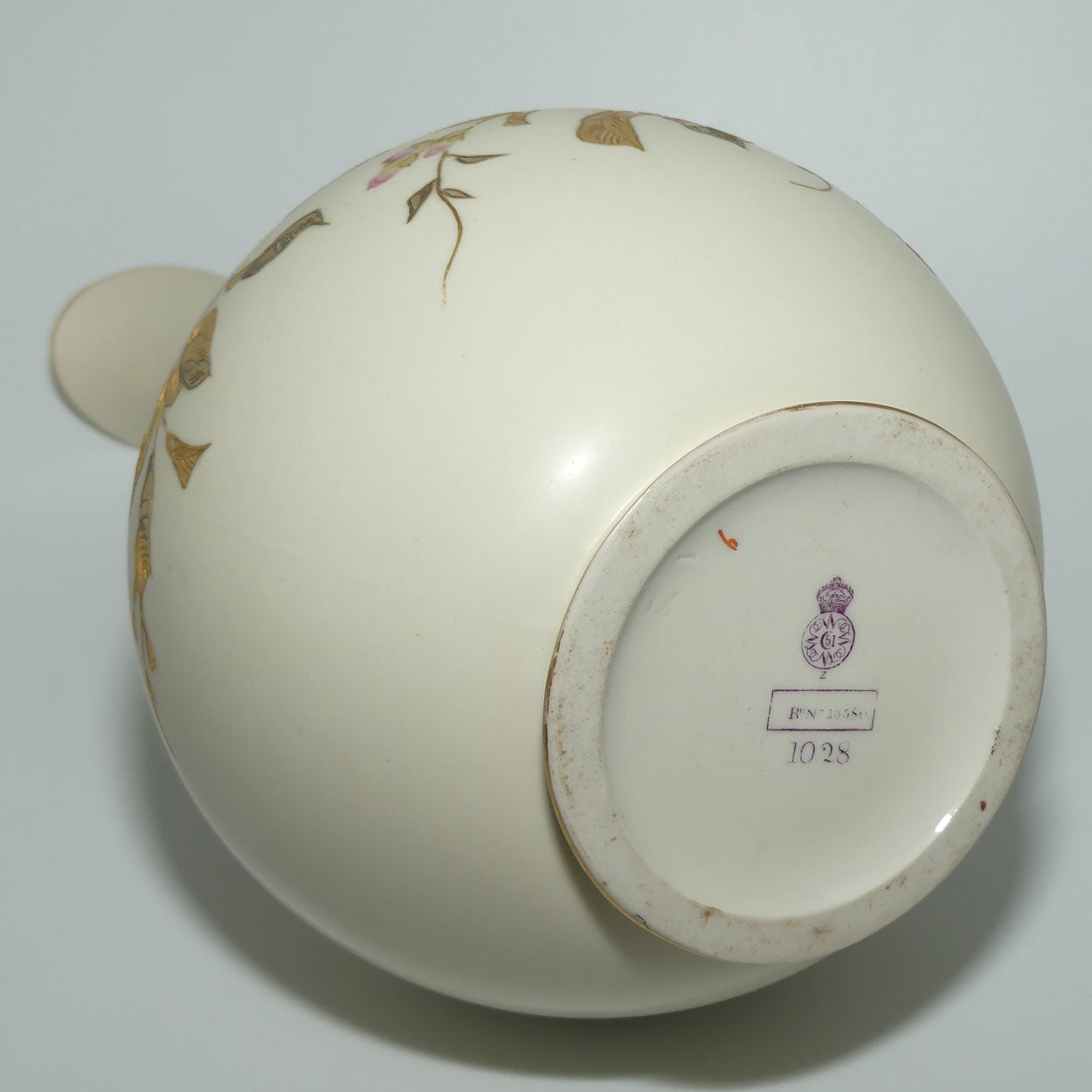 Royal Worcester Blush Ivory and gilt hand painted floral jug with Dogwood Roses | 33cm tall