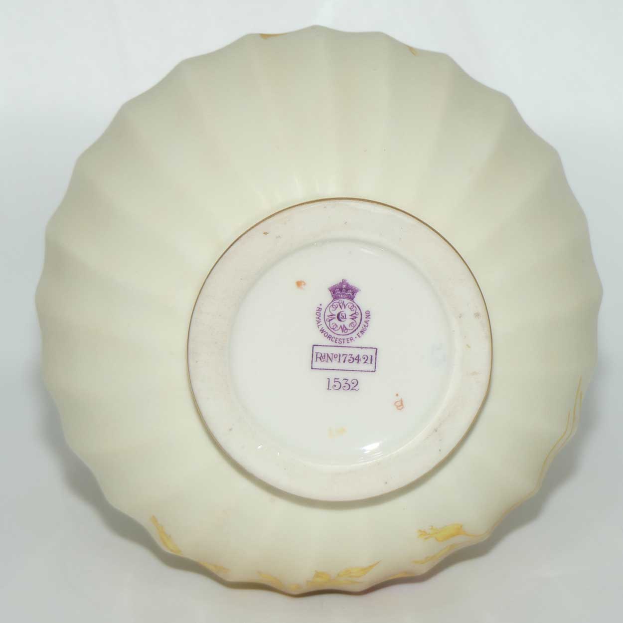 Royal Worcester Blush Ivory hand painted and gilt handled vase depicting Dogwood Roses