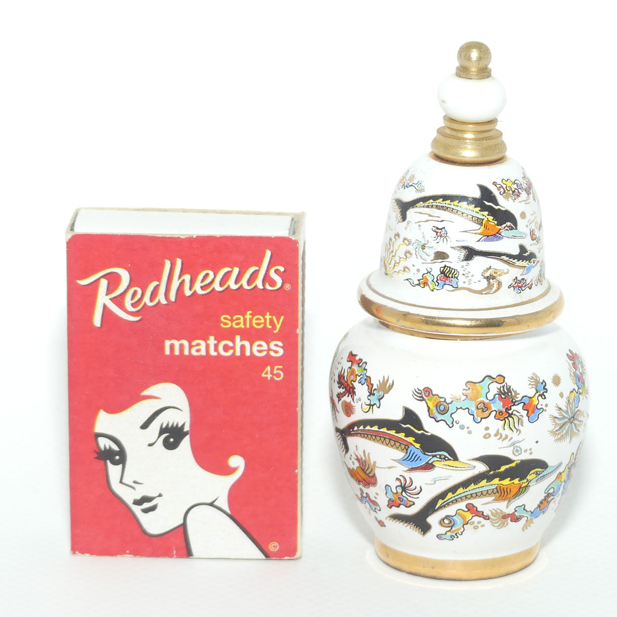 Vintage Dolphin and Ocean Scene decorated Perfume Bottle