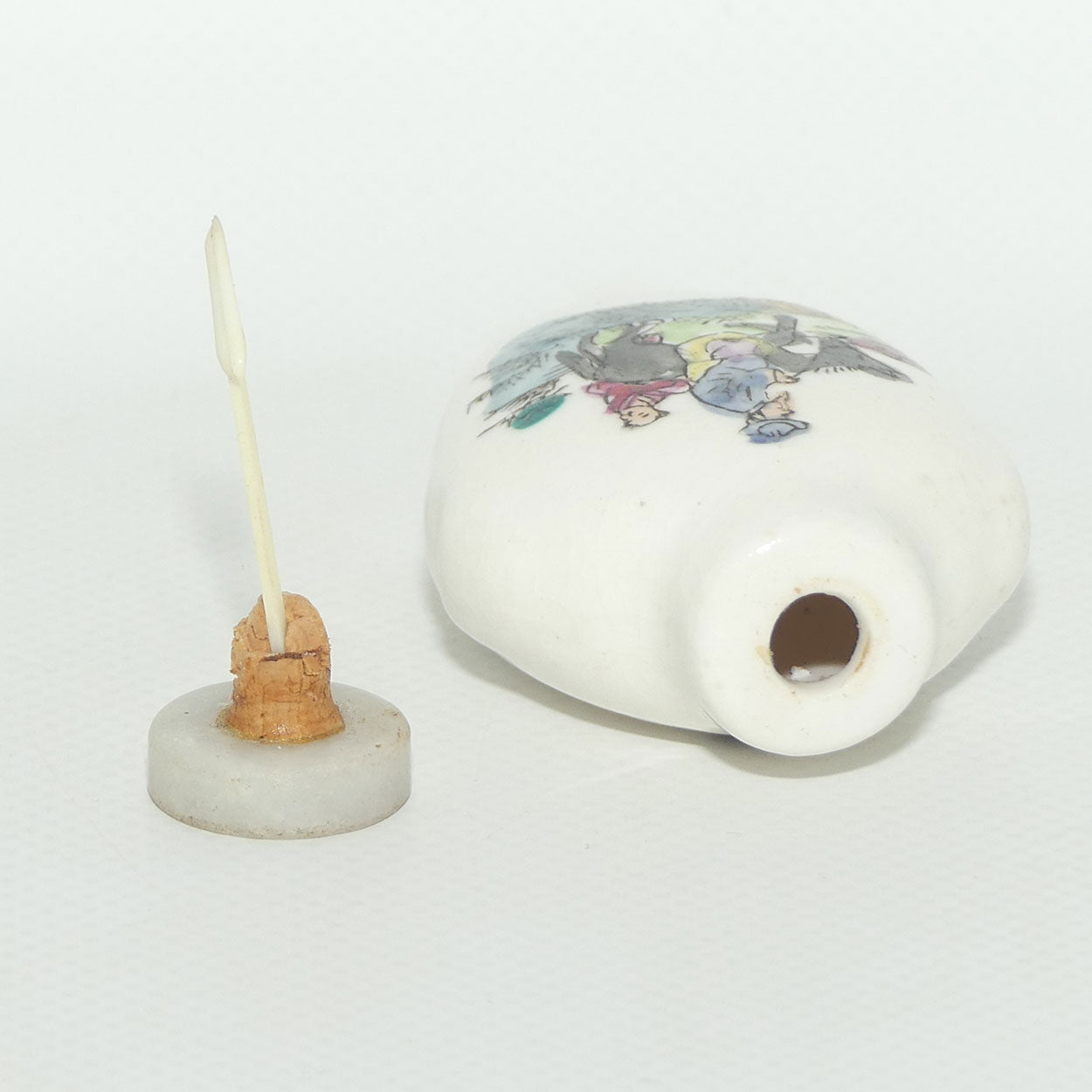 Chinese Man on Donkey pattern Snuff Bottle | Grey stone stopper