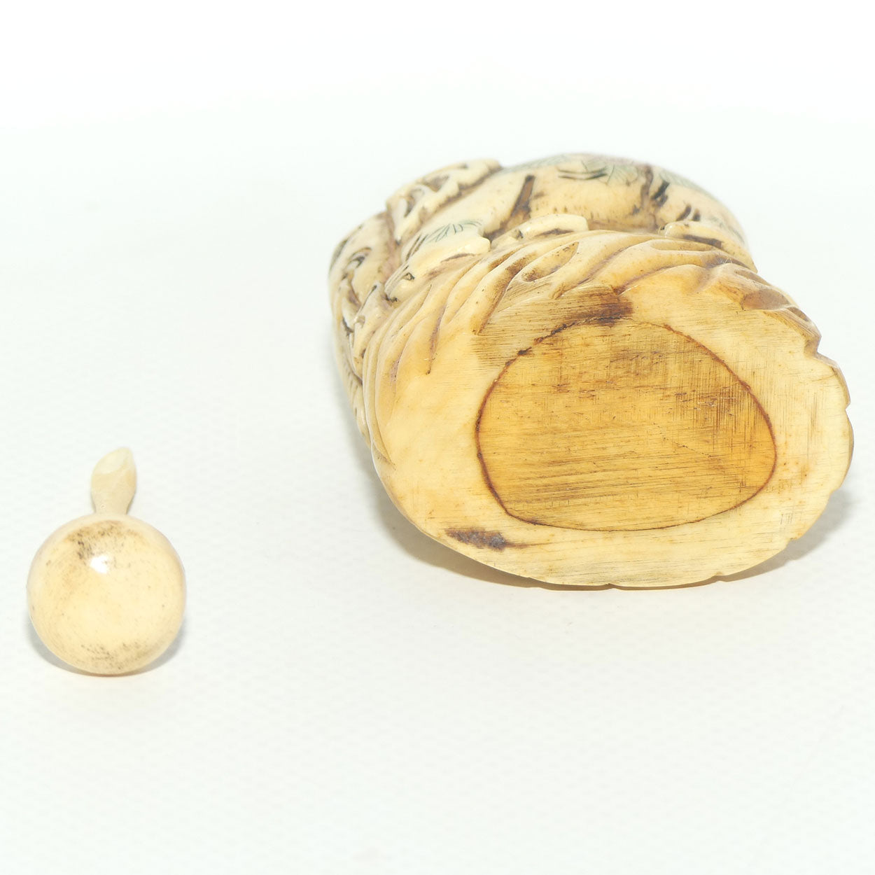 Decorated Bone Elephant Snuff Bottle | Two Elephants Side by Side