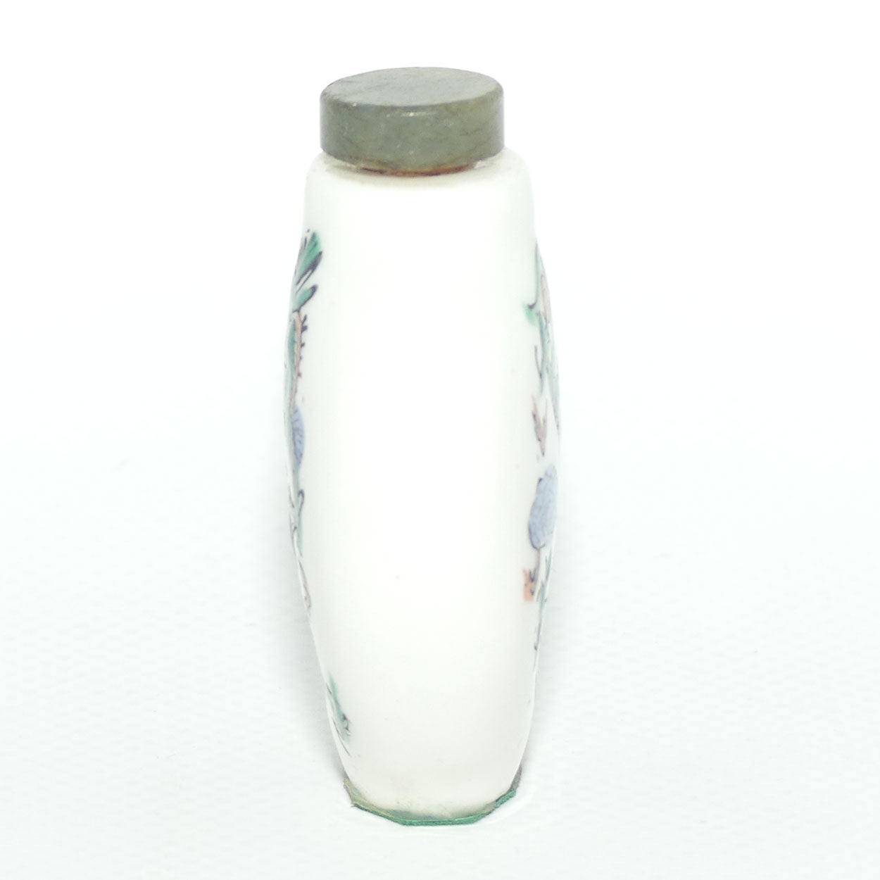 Chinese round shape snuff bottle with greenstone stopper | Dragon Scene