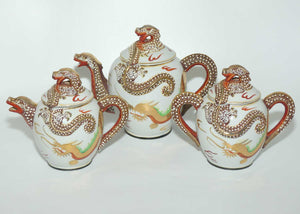 Japanese Moriage Dragonware 3 piece tea set