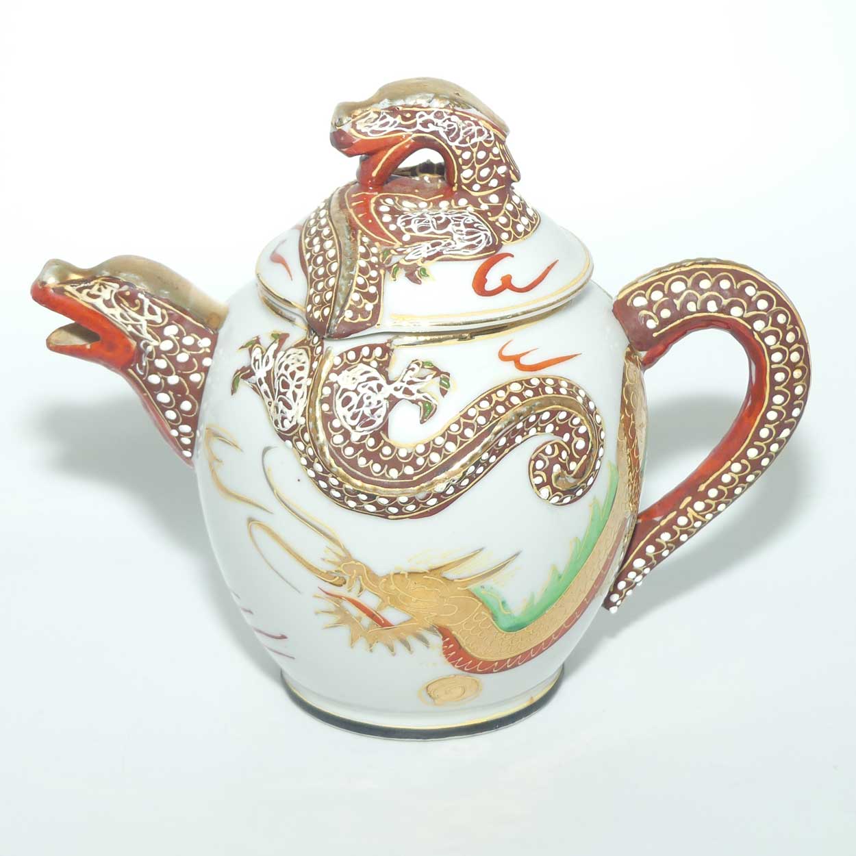 Japanese Moriage Dragonware 3 piece tea set