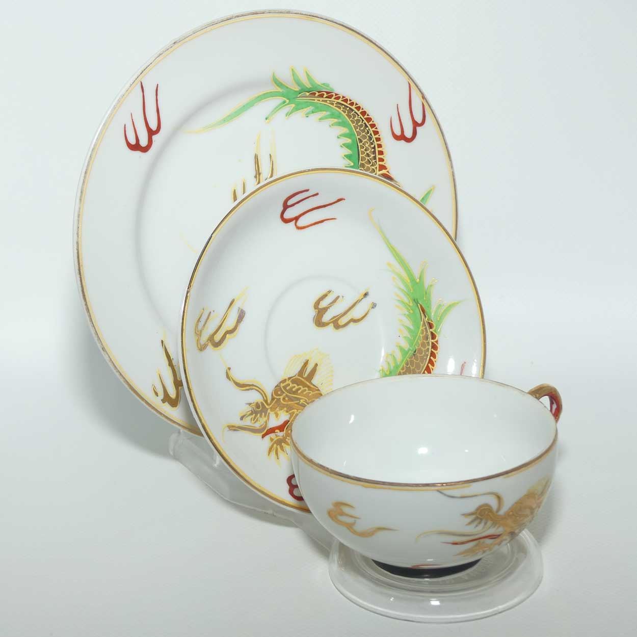 Japanese Moriage Dragonware tea trio | Geisha in Cup