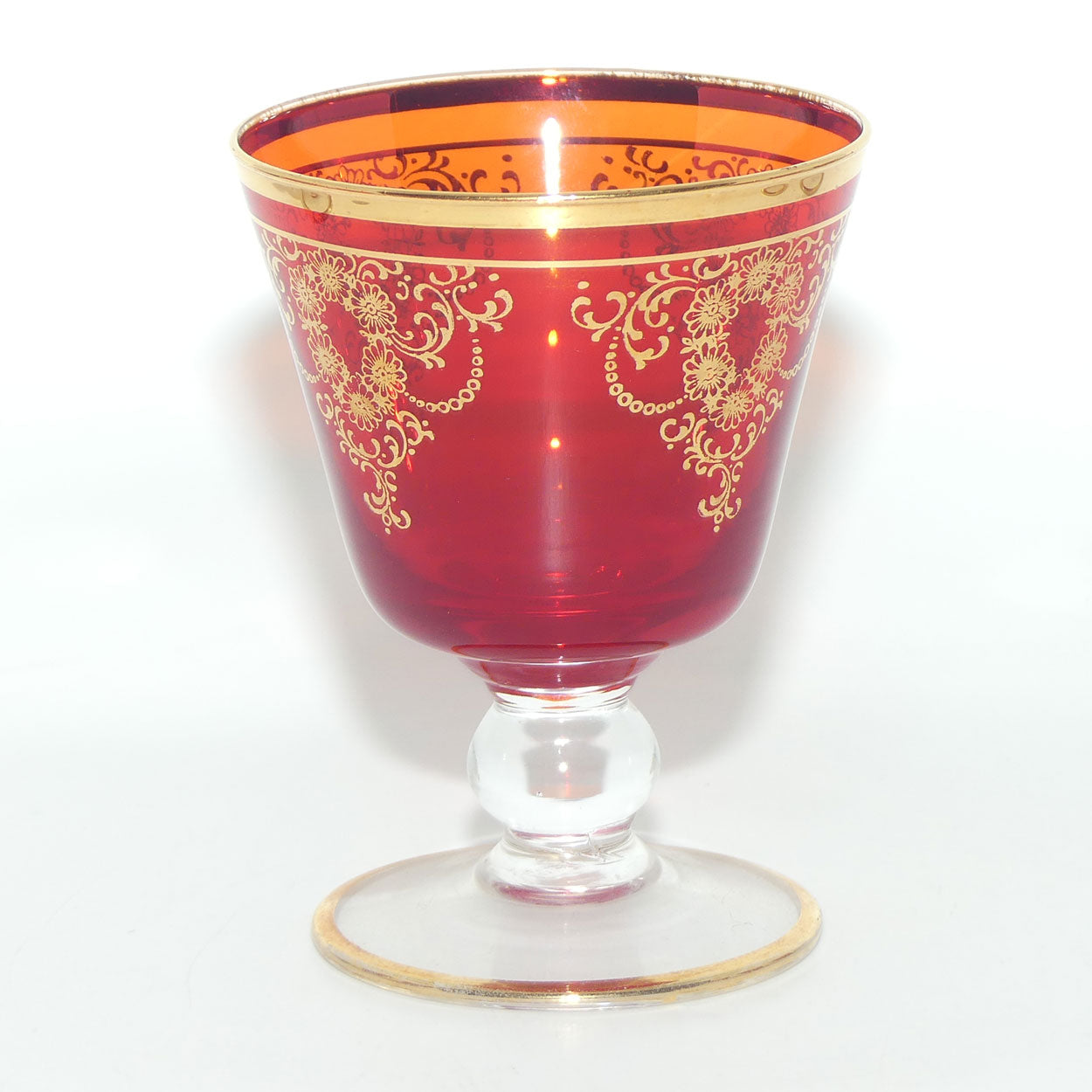 Vintage Retro | Mid Century Ruby Glass decanter and 8 glasses