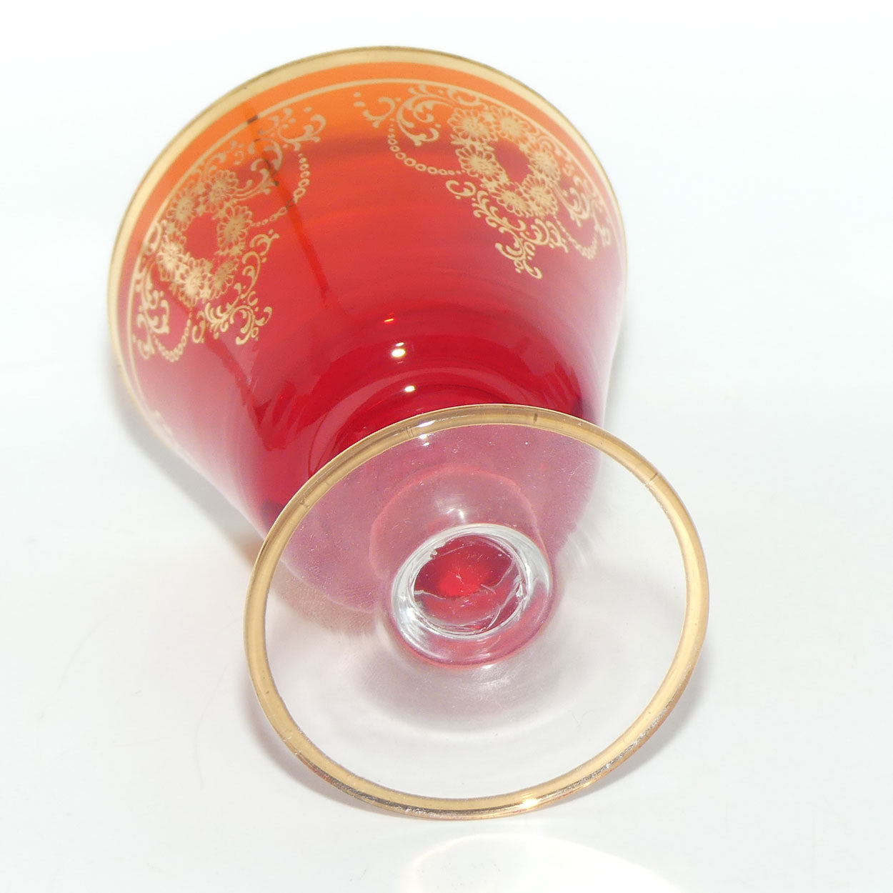 Vintage Retro | Mid Century Ruby Glass decanter and 8 glasses