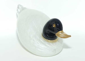 Murano Glass Duck figure | Large | Black and Gold Fleck with Silver Leaf body