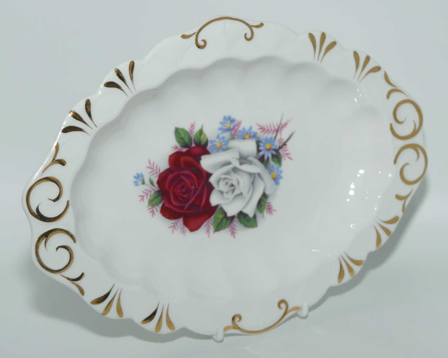 Queen Anne Bone China oval tray | Duet | Two Roses