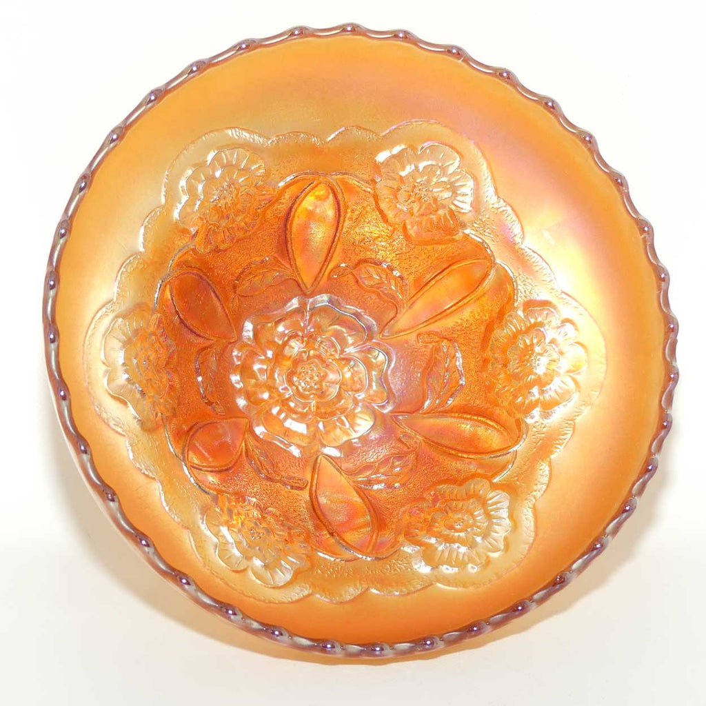 Dugan Marigold Carnival Glass Double Stem Rose pattern bowl #3