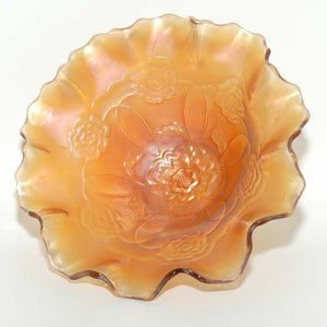 Dugan Marigold Carnival Glass Double Stem Rose pattern bowl #1