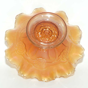 Dugan Marigold Carnival Glass Double Stem Rose pattern bowl #1