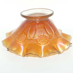 Dugan Marigold Carnival Glass Double Stem Rose pattern bowl #1