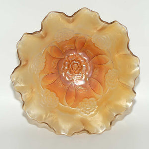 Dugan Marigold Carnival Glass Double Stem Rose pattern bowl #2