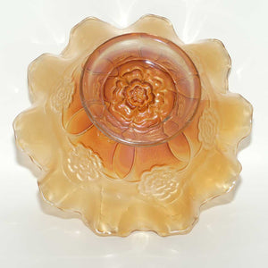 Dugan Marigold Carnival Glass Double Stem Rose pattern bowl #2