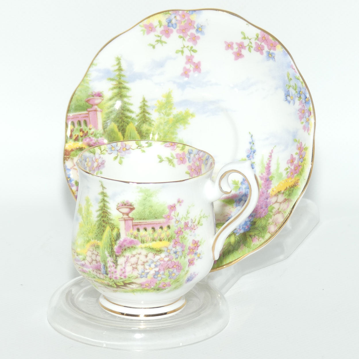 Royal Albert Bone China Kentish Rockery pattern duo | coffee size | older Hampton shape