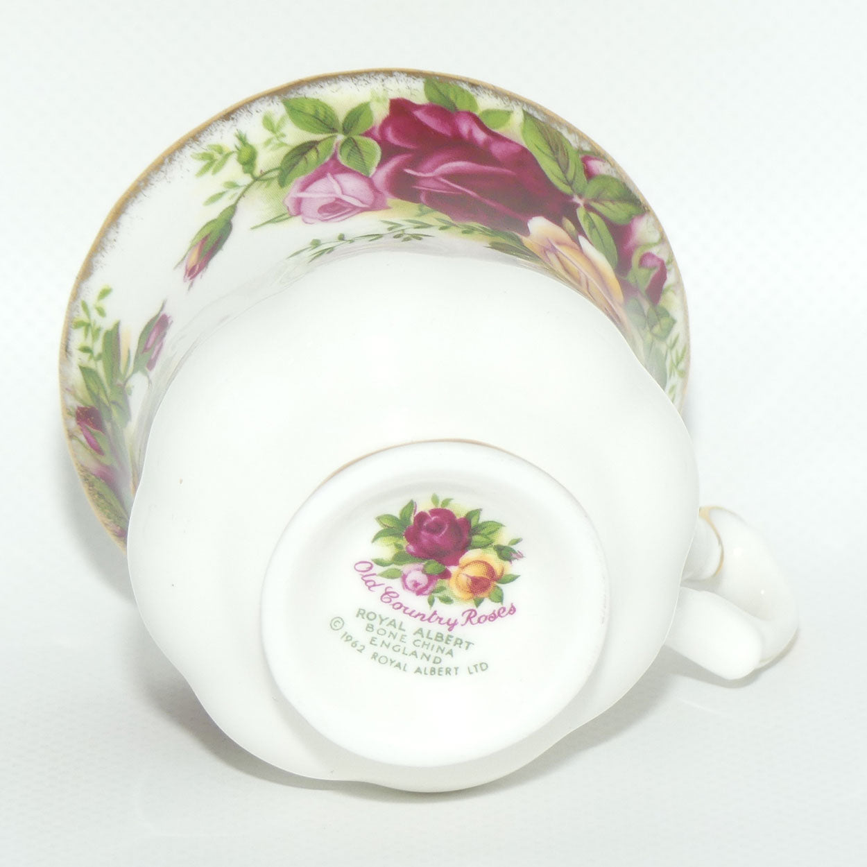 Royal Albert Bone China England Old Country Roses coffee duo | #2 | © 1962 Royal Albert Ltd backstamp