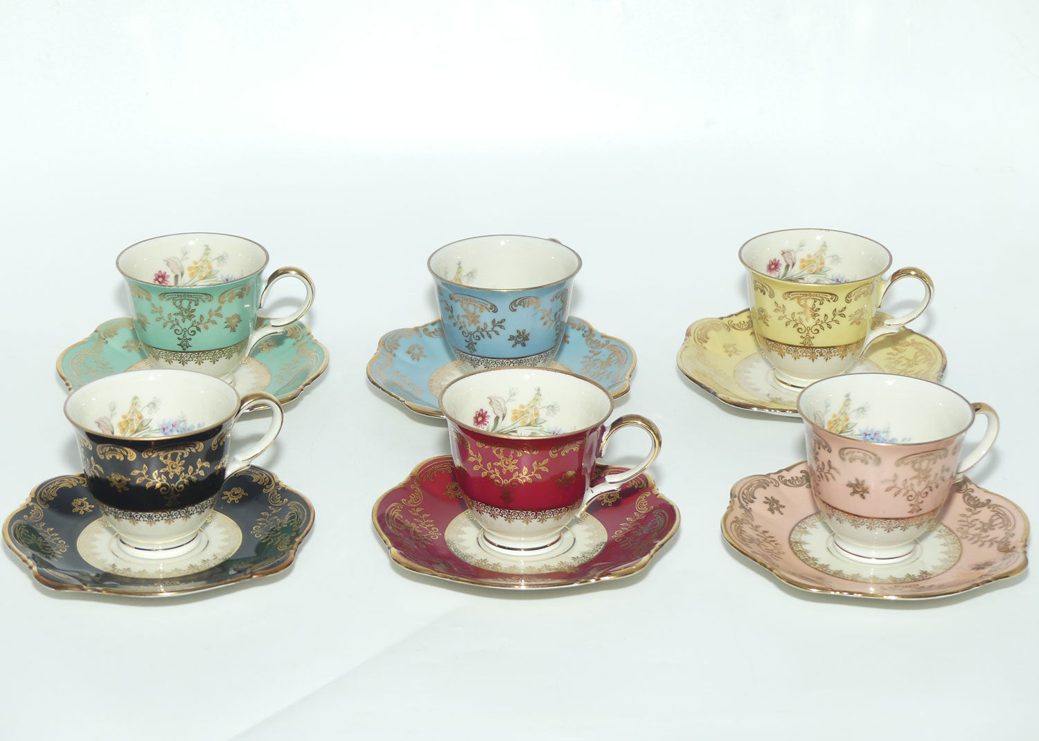 Zeh Scherzer Bavaria Harlequin demi tasse coffee set | 6 duos