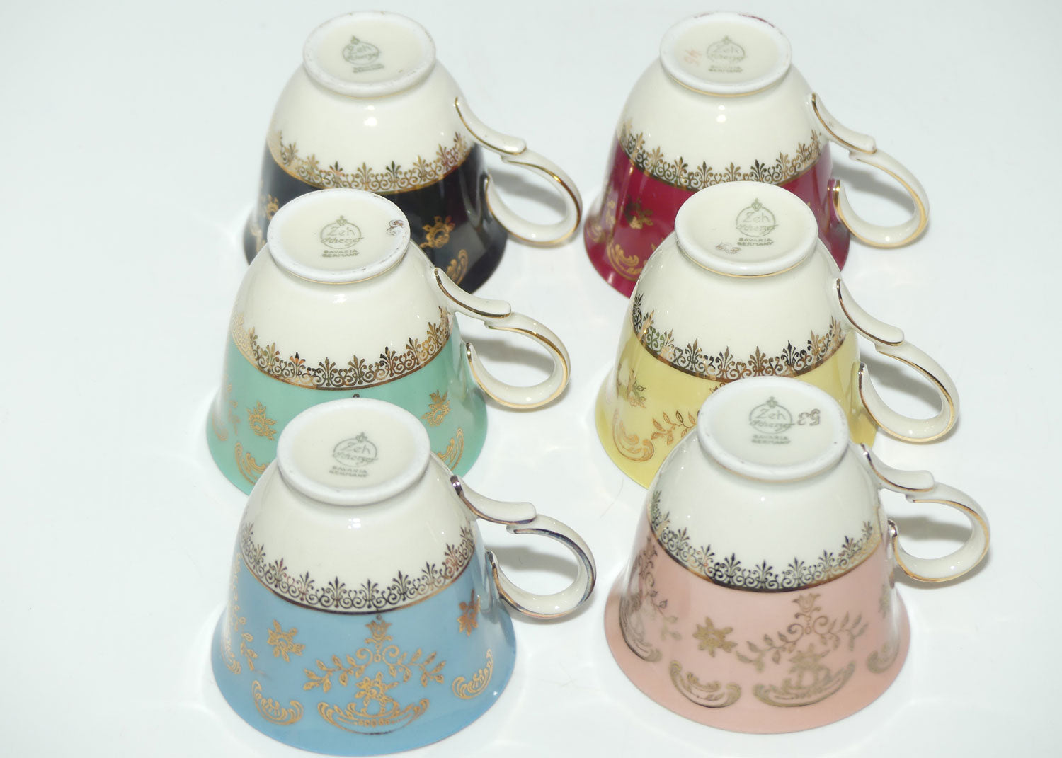 Zeh Scherzer Bavaria Harlequin demi tasse coffee set | 6 duos