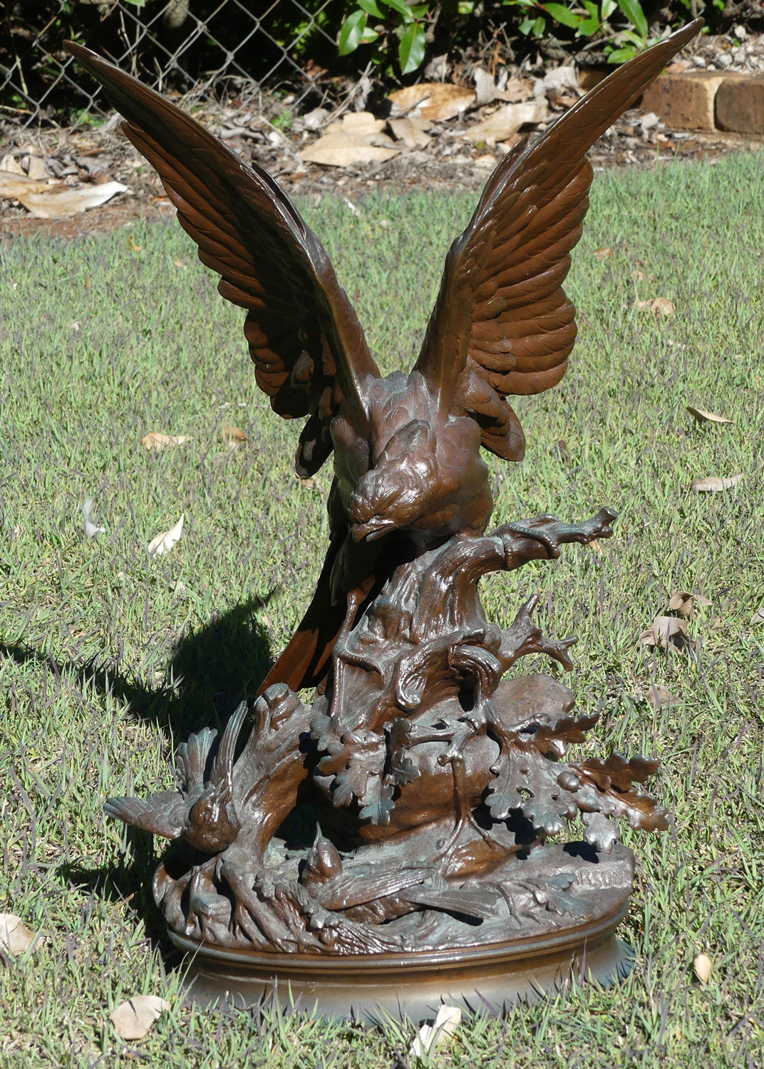 Bronze of an Eagle with Wings Outstretched and Egrets by Alphonse-Alexandre Arson